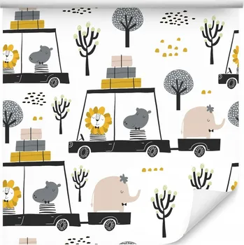 Fototapeta Tapeta do pokoje pro kluka se zvířátky, vozidly a přírodou