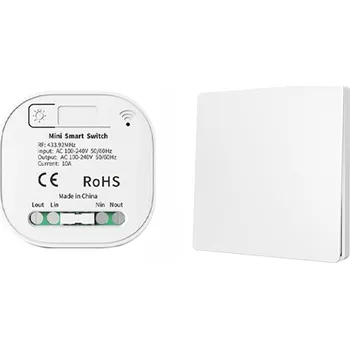 vypínač Bezdrátový vypínač světla bez baterií, 1 ks vysílač + přijímač