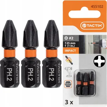 Bit NÁRAZOVÉ BITY IMPACT 25MM hrot PH2 TACTIX 3ks