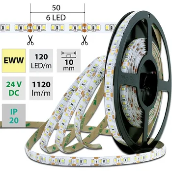 LED páska LED pásek SMD2835 EWW, 120LED/m, 14W/m, 1120lm/m, IP20, DC 24V, 10mm, 50m