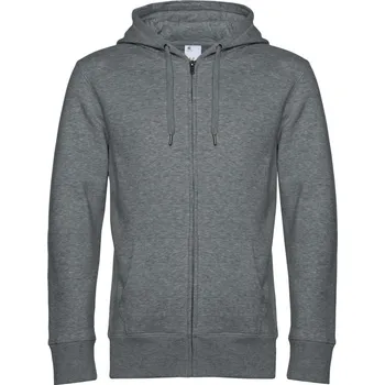 pracovní mikina B&C Mikina KING Zipped Hood s kapucí a zipem, pánská COT01U03Kx4801-heather mid S Melír šedá střední