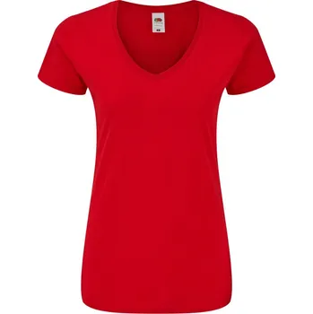 pracovní tričko Fruit of the Loom Tričko Lady-Fit Iconic 150 V-Neck T s výstřihem do V, krátký rukáv, dámské COT16144400404-red XL Červená