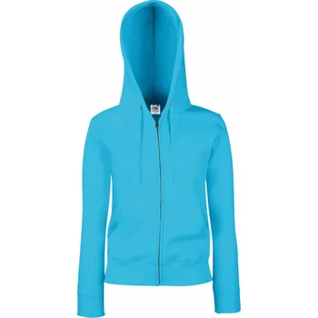 pracovní mikina Fruit of the Loom Mikina Premium Lady-Fit Hooded Jacket s kapucí na zip, dámská COT16211816203-azure blue L Modrá azurově