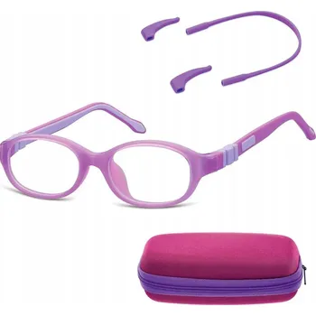 Brýlová obroučka ELASTICKÉ Dětské Obroučky Brýle s nulovými dioptriemi oválné + Gumička SUNOPTIC + POUZDRO