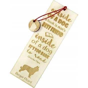 Doplněk ke knize Pikardský ovčák - gravírovaná záložka do knihy se psem, jméno psa