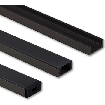 LED páska Přisazený hliníkový profil PG2 16x8mm bez difuzoru černý 2m