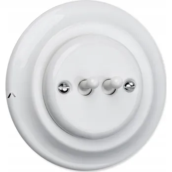 vypínač Keramický dvojitý vypínač ANTICA TOOGLE bílý s páčkami, styl LOFT