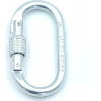 Karabina, karabinka BOZP horolezecká jistící s pojistkou, kovová