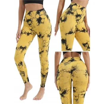 Dámské legíny Dámské legíny PUSH UP s vysokým pasem TIE-DYE Neon na cvičení, fitness - L