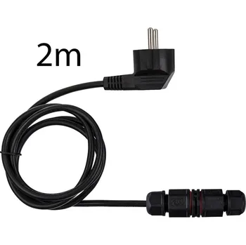 elektrický kabel Přívodní kulatý kabel 2m s úhlovou vidlicí, 3x1mm², černý, vč. kabelové spojky