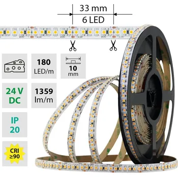 LED páska LED pásek SMD3528G, 180LED/m, 14,4W/m, 1359lm/m, IP20, DC 24V, 10mm, 5m, potraviny - sýry