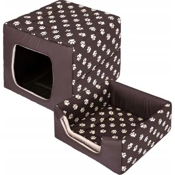 Pelíšek pro psa Pelíšek 2 v 1, obdélníkový pelíšek se stříškou 38x38 cm