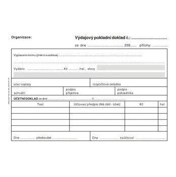 Tiskopis Výdajový pokladní doklad i pro podvojné účetníctví obyčejný ET050