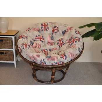 Papasan Nábytek PEGAS Ratanový papasan 110 cm hnědý polstr motiv vlajky