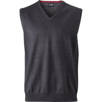 pracovní vesta James & Nicholson Vesta JN 657 s výstřihem do V, svetrová, pánská COT02065702102-anthracite M Melír antracit