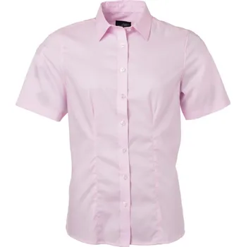 Pánská košile James & Nicholson Košile JN 683, krátký rukáv, dámská COT02068304004-light pink XL Růžová světlá