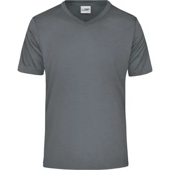 pracovní tričko James & Nicholson Tričko JN 736 s výstřihem do V, sportovní, krátký rukáv, pánské COT020736i6505-dark melang 2XL Melange tmavá