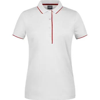 Pánská móda James & Nicholson Polokošile JN 727 s kontrastní légou, krátký rukáv, dámská COT02072790303-white/red L Bílá/červená