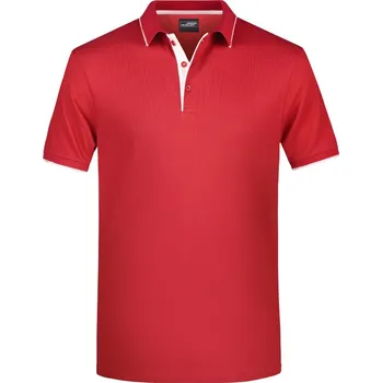 Pánské tričko James & Nicholson Polokošile JN 728 s kontrastní légou, krátký rukáv, pánská COT02072894104-red/white XL Červená/bílá