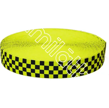 Textilie Pruženka žlutá černá kostka 4 cm