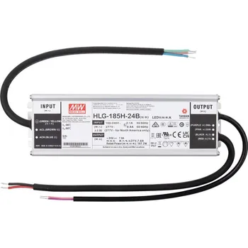 Napájecí zdroj pro osvětlení Napájecí zdroj Mean Well HLG-185H-24B, 185 W, DC24V/7,8A, IP67, kovové provedení, řízení 1-10V a PWM
