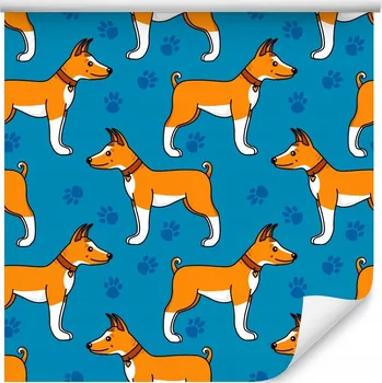 Fototapeta Tapeta do dětského pokoje PEJSCI psí tlapky barevný vzor