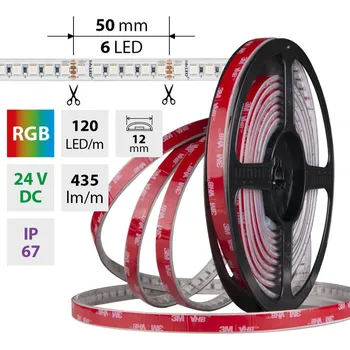 LED páska LED pásek SMD4040 RGB, 120LED/m, 14W/m, DC 24V, 435lm/m, IP67, 12mm, 5m