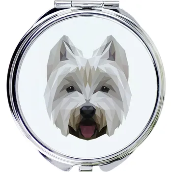 Obraz Finské laponské psí kompaktní kapesní zrcátko s geometrickým psem