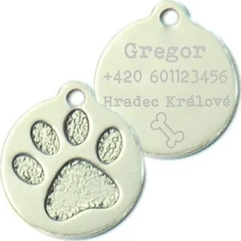 psí známka Šperky4U Hliníková psí známka tlapka velká - PZ005-SI