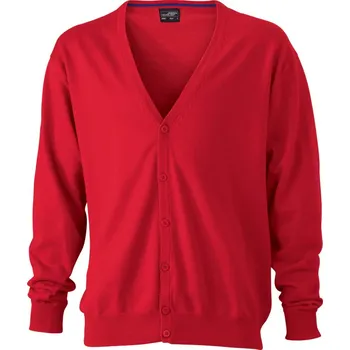 pracovní mikina James & Nicholson Cardigan JN 661 s výstřihem do V, pánský COT02066100413-red 3XL Červená