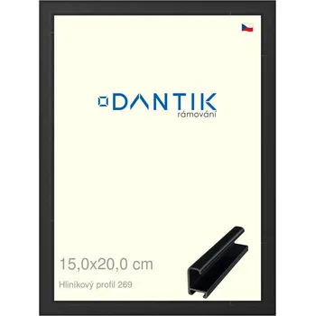 Rám na obraz DANTIK rámeček 15x20 | ALU profil 7269 Černá matná (Sklo Čiré) (Vyrobeno s láskou u nás v DANTIKU)