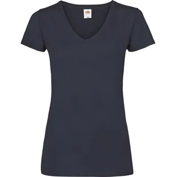 pracovní tričko Fruit of the Loom Tričko Lady-Fit Valueweight V-Neck T s výstřihem do V, krátký rukáv, dámské COT161398a3600-deep navy XS Navy deep
