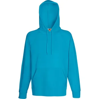 pracovní mikina Fruit of the Loom Mikina Lightweight Hooded Sweat s kapucí, raglánová, pánská COT16214016203-azure blue L Modrá azurově