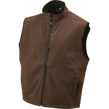 pracovní vesta James & Nicholson Vesta JN 136, 3-vrstvá, softshellová, pánská COT02013614513-brown 3XL Hnědá