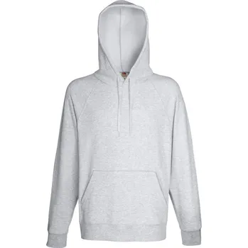 pracovní mikina Fruit of the Loom Mikina Lightweight Hooded Sweat s kapucí, raglánová, pánská COT16214061001-heather gre S Melír šedá