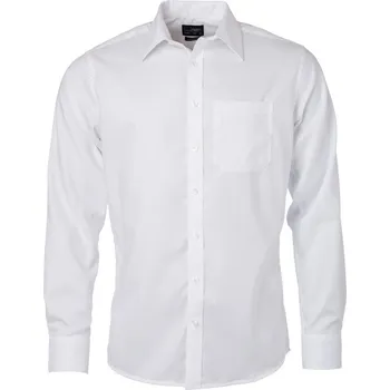 Pánská košile James & Nicholson Košile JN 682, mikro keprová, dlouhý rukáv COT02068200103-white L Bílá