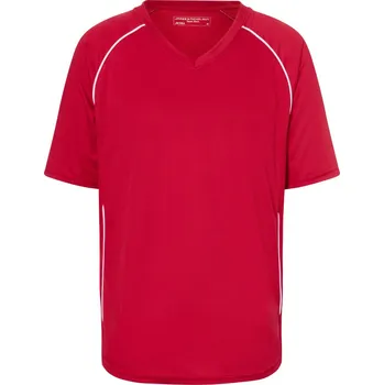 pracovní tričko James & Nicholson Tričko JN 386, týmové, pánské COT02038694103-red/white L Červená/bílá