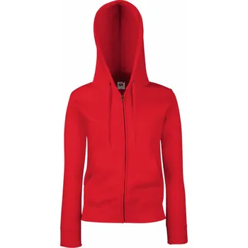 pracovní mikina Fruit of the Loom Mikina Premium Lady-Fit Hooded Jacket s kapucí na zip, dámská COT16211800401-red S Červená