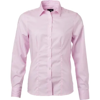 Pánská košile James & Nicholson Košile JN 681, dlouhý rukáv, dámská COT02068104000-light pink XS Růžová světlá