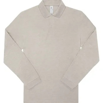 Pánské oblečení B&C Polokošile B&C My Polo 210 LSL, dlouhý rukáv COT01U427zm602-heather gre M Melír šedá mlhová