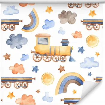 Fototapeta Tapeta na zeď VLÁČKY Obláčky Hvězdičky Akvarel
