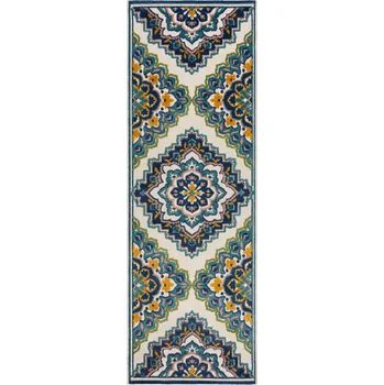 Koberec Běhoun Miami Beach Floral Blue – na ven i na doma - doprava zdarma