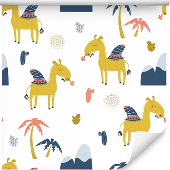 Fototapeta Tapeta DO DĚTSKÉHO POKOJE Velbloudi Kaktusy Palmy