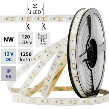 LED páska LED pásek SMD2835 NW, 120LED/m, 14W/m, 1250lm/m, IP68, DC 12V, 13mm, 5m