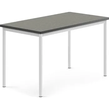 Jídelní stůl Stůl SONITUS, 1200x700x720 mm, bílé nohy, deska s linoleem, tmavě šedá