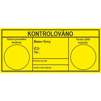 Papír KONTROLOVÁNO bez datumovky samolepící vinylová fólie 45x100 mm žlutá