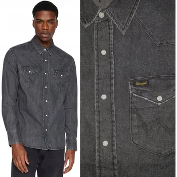 Wrangler HERITAGE SHIRT WashedBlack DŽÍNOVÁ KOŠILE ŠEDÁ REGULAR S