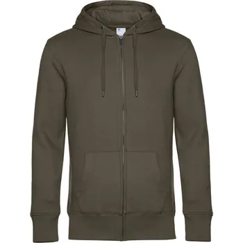 pracovní mikina B&C Mikina KING Zipped Hood s kapucí a zipem, pánská COT01U03K55504-khaki XL Khaki