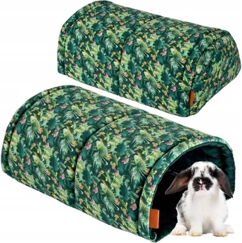 TUNEL BUDKA DOMEČEK pro Králíka Morče Hlodavce ZELENÝ KVĚTY 28x40x20 uKory