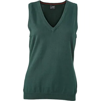 pracovní vesta James & Nicholson Vesta JN 656 s výstřihem do V, svetrová, dámská COT02065607404-forest gree XL Zelená forest